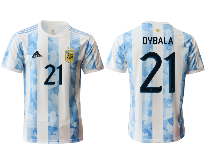 Men 2020-2021 Season National team Argentina home aaa version white #21 Soccer Jersey